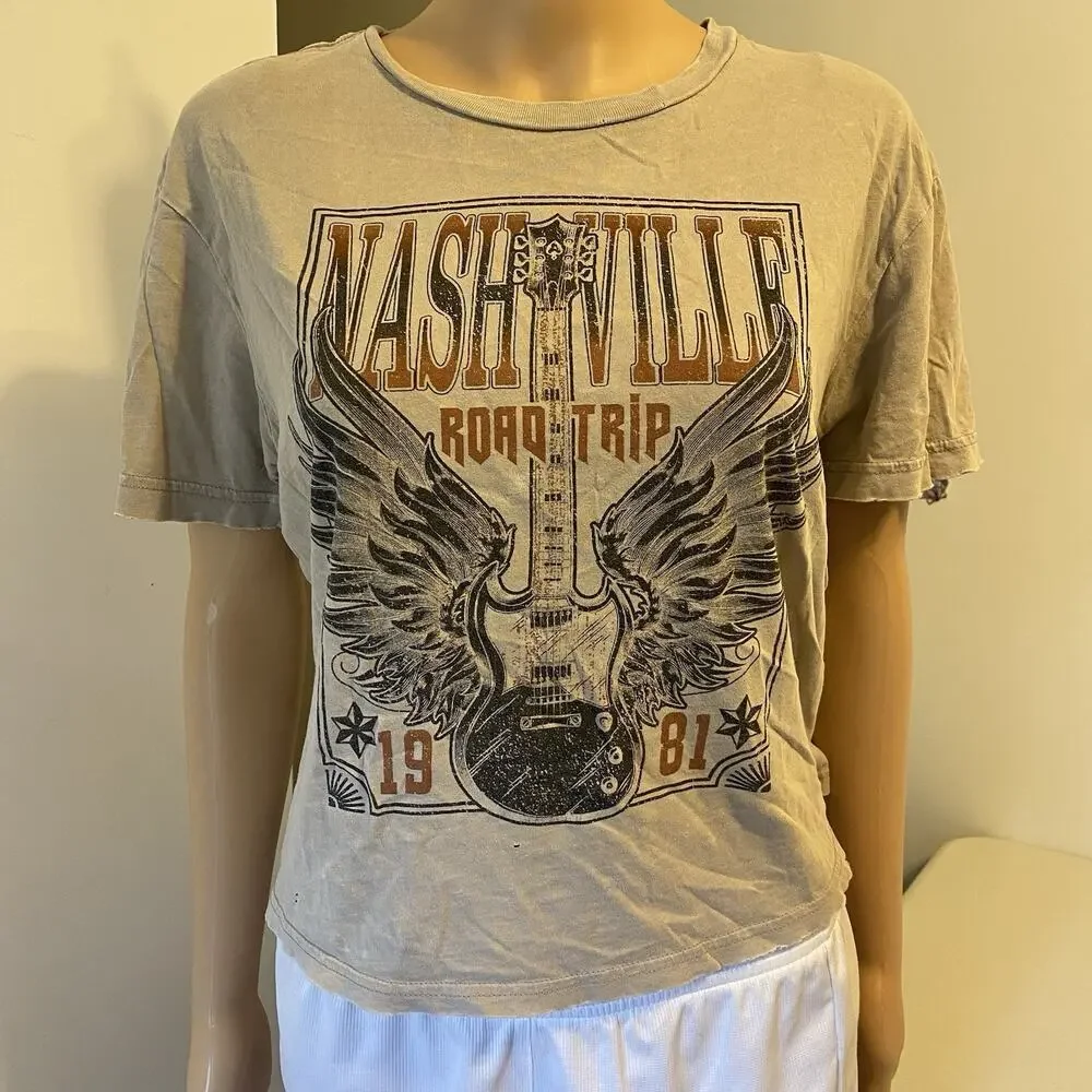Vintage Rebellious One Nashville Road Trip 1981 Graphic Print T-Shirt Women's S